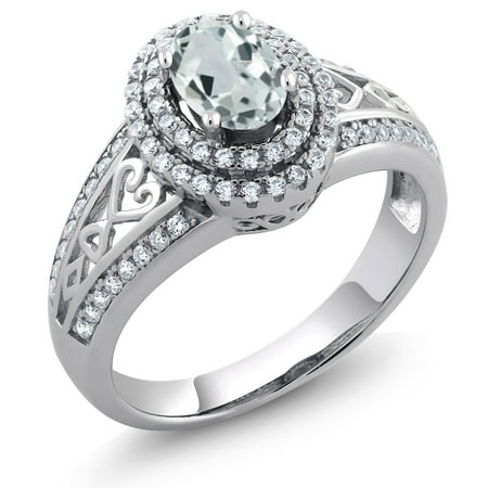 - 1.29 Ct Oval Sky Blue Aquamarine 925 Sterling Silver Ring