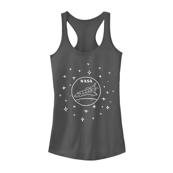 Junior's NASA Sleek Star Rocket  Racerback Tank Top Charcoal Small
