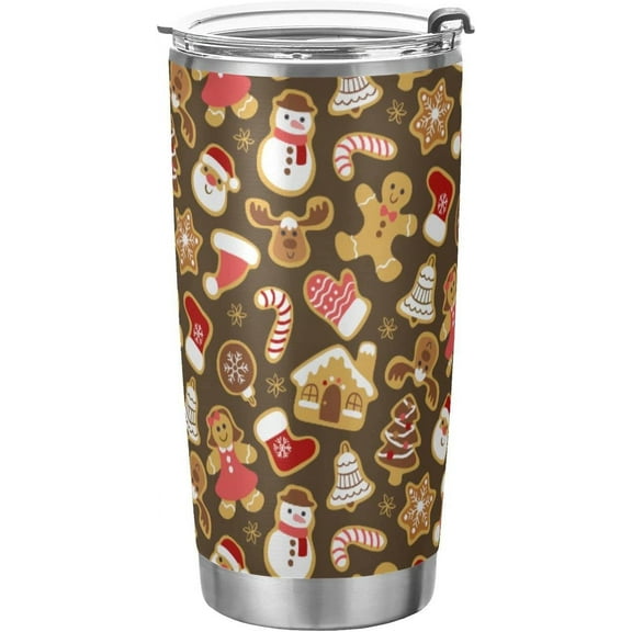 Christmas Tumbler Gingerbread Cute Insulated Coffee Cup Back to School Beverage Container Office Travel Mug with Straw and Lid 20oz Holiday New Year Gift