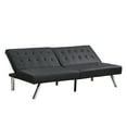 thumbnail image 2 of Modern Convertible Futon Sofa Bed, Adjustable Loveseat Futon Couch with Metal Legs, Upholstered Sofa Bed with Wood Frame, Sleeper Couches for Small Compact RV Living Room,Office (Black-Leather), 2 of 10