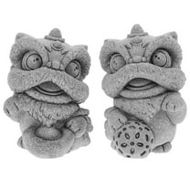 Raindrops 1Pair Small Lion Figurine Resin with Unique Faux Stone Design for Aquarium Bonsai and Garden Decoration