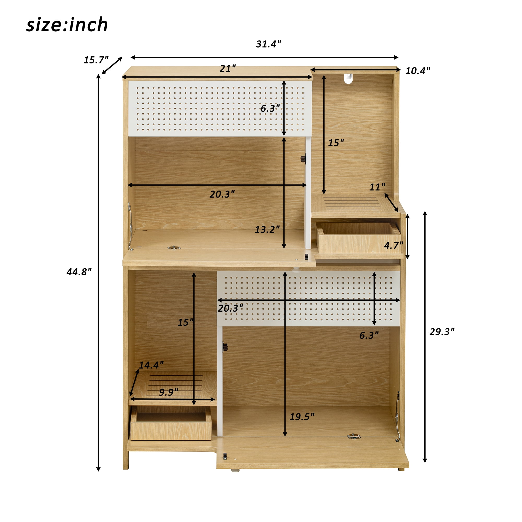 Euroco Furniture Style Multi-Use Natural Cat Litter Box House with 2 Flip-Down Doors