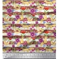 thumbnail image 1 of Soimoi Moss Georgette Fabric Stripe,Floral & Fox Animal Print Fabric by the Yard 42 Inch Wide, 1 of 1