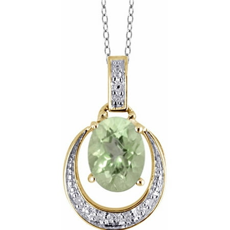 JewelersClub 1.30 Carat Green Amethyst Gemstone and 1/20 Carat White Diamond Pendant