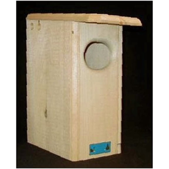 Bird Habitats Wood Duck House | Durable 1" Pine Nest Box with Oval Entry, Built-In Ladder & Side Clean-Out | Includes Wood Chips, Ventilation & Drainage | 17"x7.5"x15" Handcrafted USA Duck Shelter