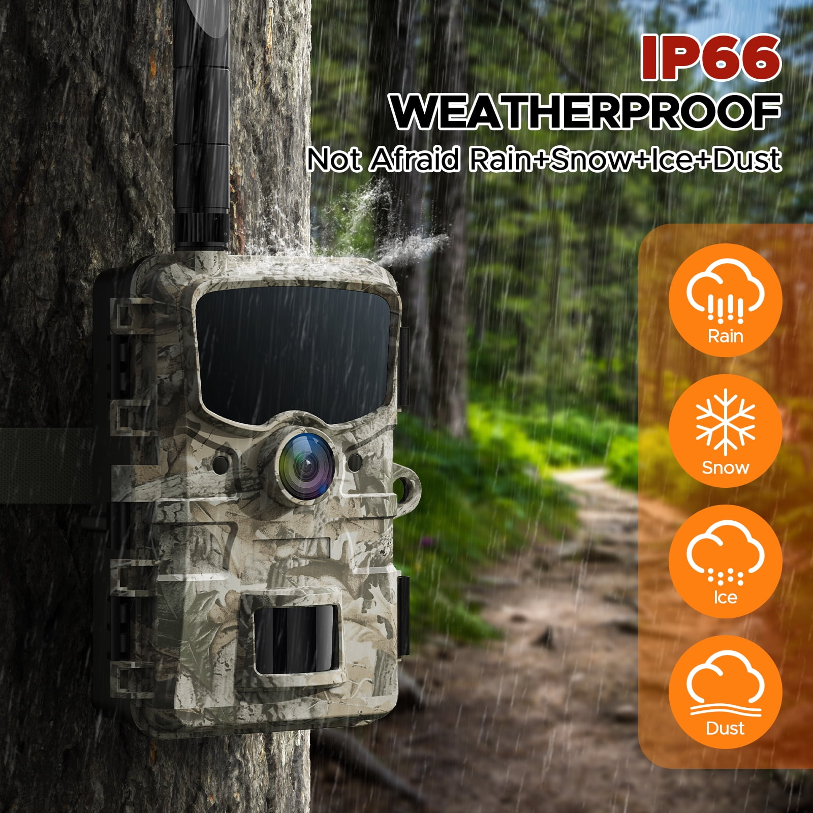 CAMPARK 4G 1080P Live Cellular Trail Cameras, App Control Built-in SIM&SD Card Hunting Game Camera with Motion Alerts,Low Glow Night Vision IP66 Waterproof for Wildlife Monitoring
