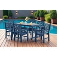 thumbnail image 3 of 7-Piece All-Weather HDPE Patio Dining Set for 6 with Umbrella Hole  (Blue), 3 of 18