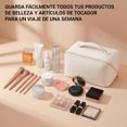 thumbnail image 2 of 2 Packs Bolsa de Cosméticos de Viaje de Gran Capacidad, Cosmetiquera de Viaje de Cuero PU Impermeable, Neceser de Viaje para Mujer, Bolsa de Maquillaje con Asa y Separadores (Rosa + Blanco), 2 of 4
