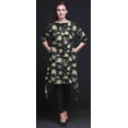 thumbnail image 2 of Bimba Black Artistic Leaf & Floral Indian Tunic Tops For Girls Printed Casual Top For Women Ethnic Kurti Small, 2 of 6