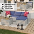 thumbnail image 7 of Homhougo 5 Pieces Patio Furniture Set, Rattan Outdoor Patio Furniture Sofa Set with Anti-Slip Cushions, All-Weather Wicker Sectional Sofa with Glass Coffee Table and Ottoman for Balcony, Garden,Grey, 7 of 7