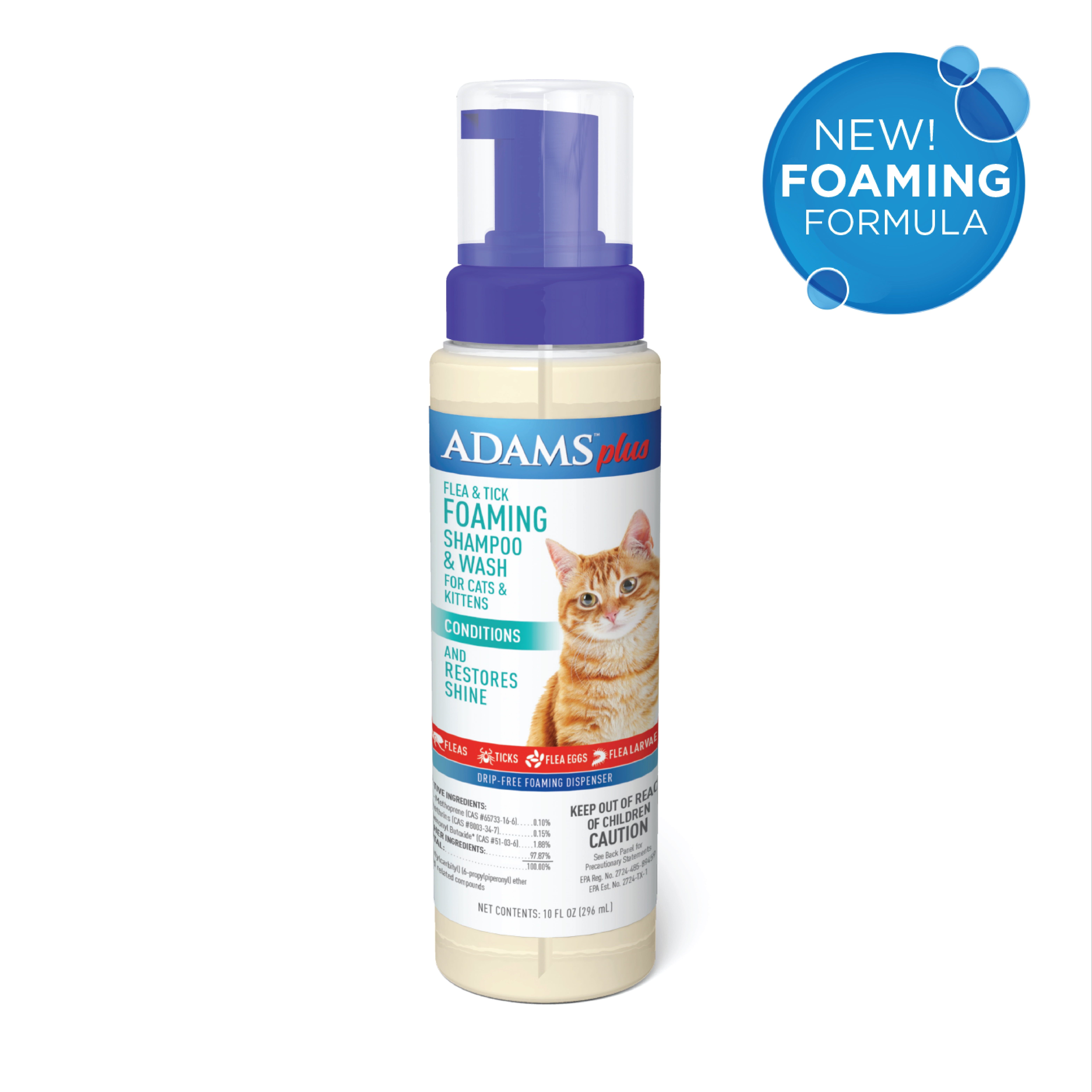 Adams Flea and Tick Cleansing Shampoo for Cats and Kittens, 12 ounces