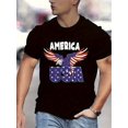 thumbnail image 1 of Eagle Print T-shirt, Men's Casual Street Style Stretch Round Neck Tee Shirt For Summer, 1 of 7