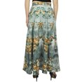 thumbnail image 2 of Bimba Women's Gray Floral Print Cotton Skirt Elastic Waist Maxi Summer Skirts-S, 2 of 5