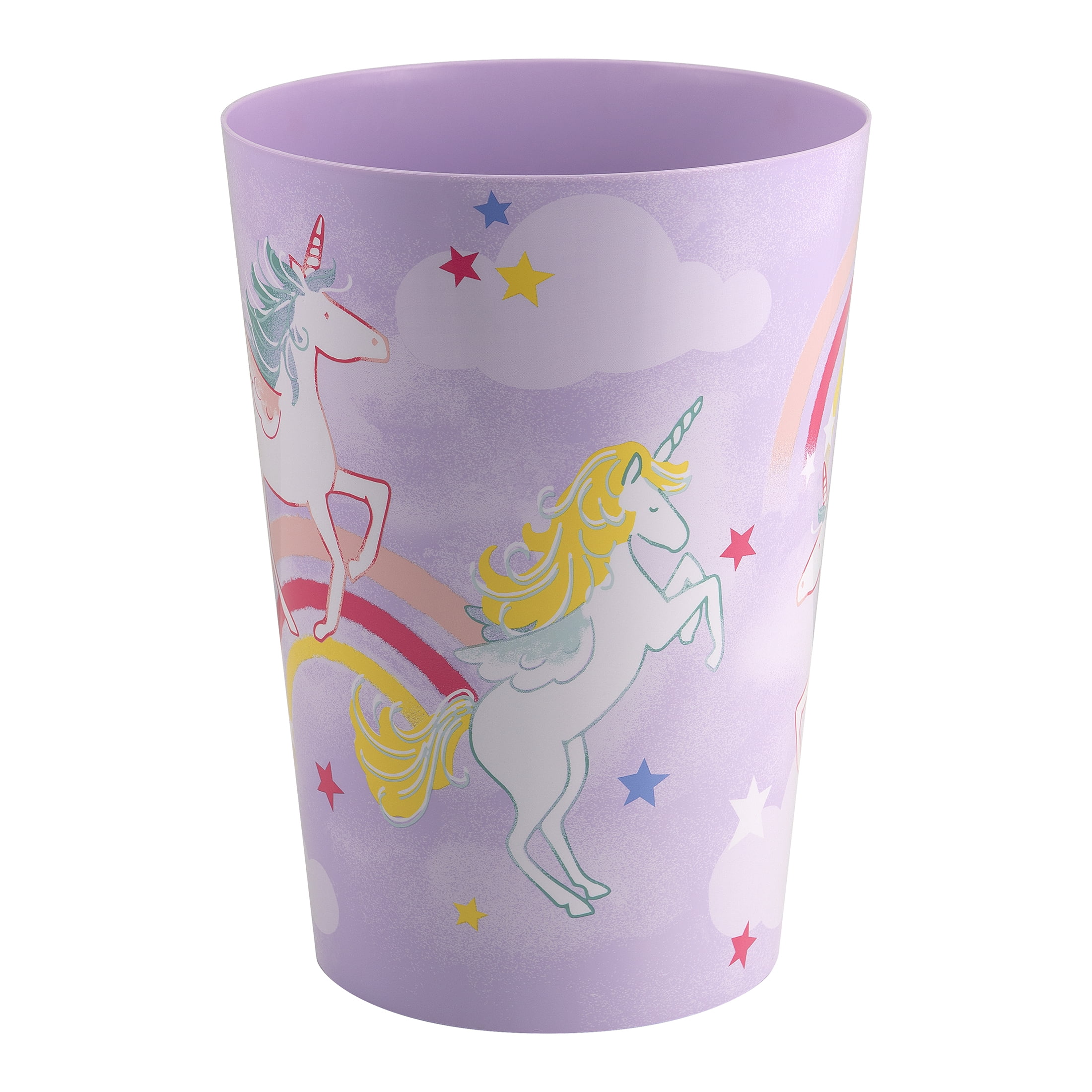 Unicorn Rounded Decaled Plastic Bathroom Trash Can by Your Zone, Multi