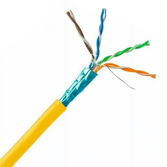 CableWholesale 11X8-581NH 1000 ft. Plenum Cat6 Bulk Solid & Shielded Cable 23 AWG & Spool - Yellow
