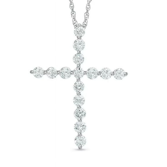 1.00 T.C.W Round Cut Natural Diamond Unique Divine Cross Pendant Necklace for Women Solid 14K White Gold With 18 inches chain
