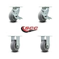 thumbnail image 2 of 5 Inch Thermoplastic Rubber Caster Set with Roller Bearings 2 Brakes 2 Rigid SCC, 2 of 2