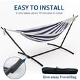 thumbnail image 3 of Senfot Soft Hammock, Iron + Cloth Bag, Single Person Soft Hammock for Outdoor Patio Backyard Blue White, 3 of 9