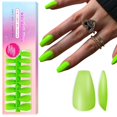 thumbnail image 1 of Gel Nail Tips SXVME, ataúd mediano, color verde neón, 300 unidades, 1 of 8