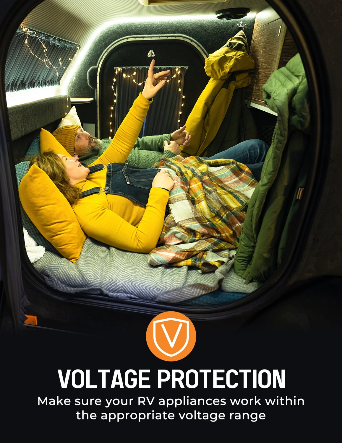 RV Surge Protector 30 Amp, 10,000J Smart 30 Amp RV Surge Protector with Auto Shutoff & Reset, RV Circuit Analyzer with LED Display, Voltage & Temperature Protection, IP67 Waterproof - Orange