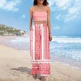 thumbnail image 6 of Women's Geometric Print Palazzo Pants - High Waist Wide Leg Bohemian Summer Casual Trousers with Elastic Waist ,Red,S, 6 of 7