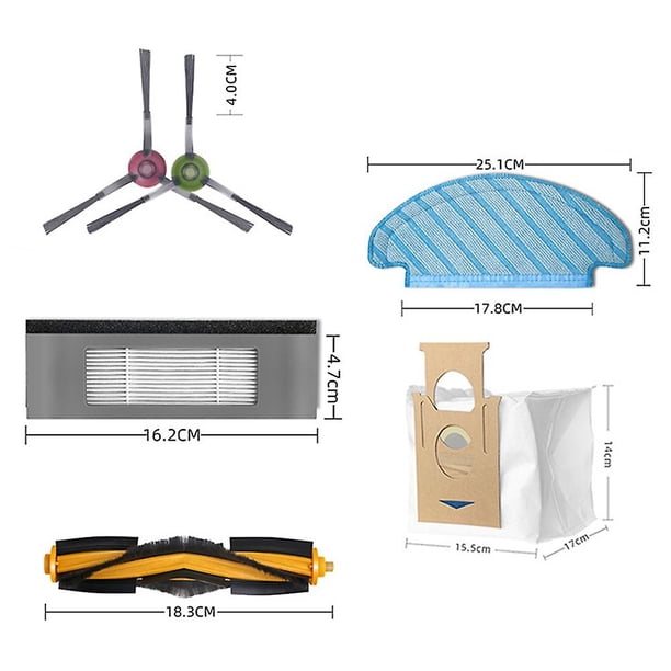 Para Ecovacs Deebot Ozmo T8/aivi/t9max Robot bolsa para polvo con cepillo principal/lateral