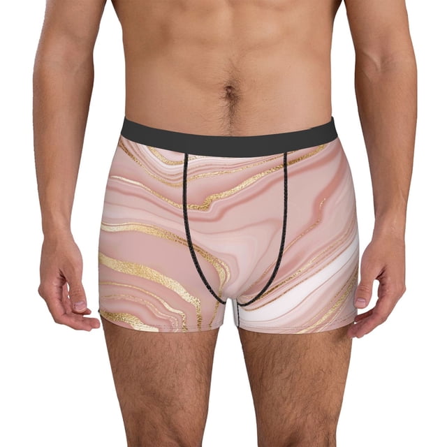 Balery Rose Gold Glitter Splatter Calzoncillos bóxer para hombre, ropa interior de algodón suave y transpirable con cinturilla de nailon-X-Large