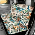 thumbnail image 3 of Pzuqiu 14 Pcs Auto Interior Covers Front Saddle Blanket Rear Split Bench Cover Steering Wheel Center Console Cushion Pad Shoulder Strap Pads Seat Headrest Coasters Keychain Bohemian Flower Dragonfly, 3 of 7