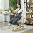 thumbnail image 2 of HOMCOM Ergonomic Kneeling Chair, Wood Kneel Stool, Cream White, 2 of 10
