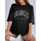 thumbnail image 1 of 1pc Women'S Los Angeles Letter Print Crew Neck T-Shirt, Short Sleeve Casual Sports Tee, Polyester Knit Fabric with Slight Stretch, Regular Fit Pullover for Summer, 1 of 6