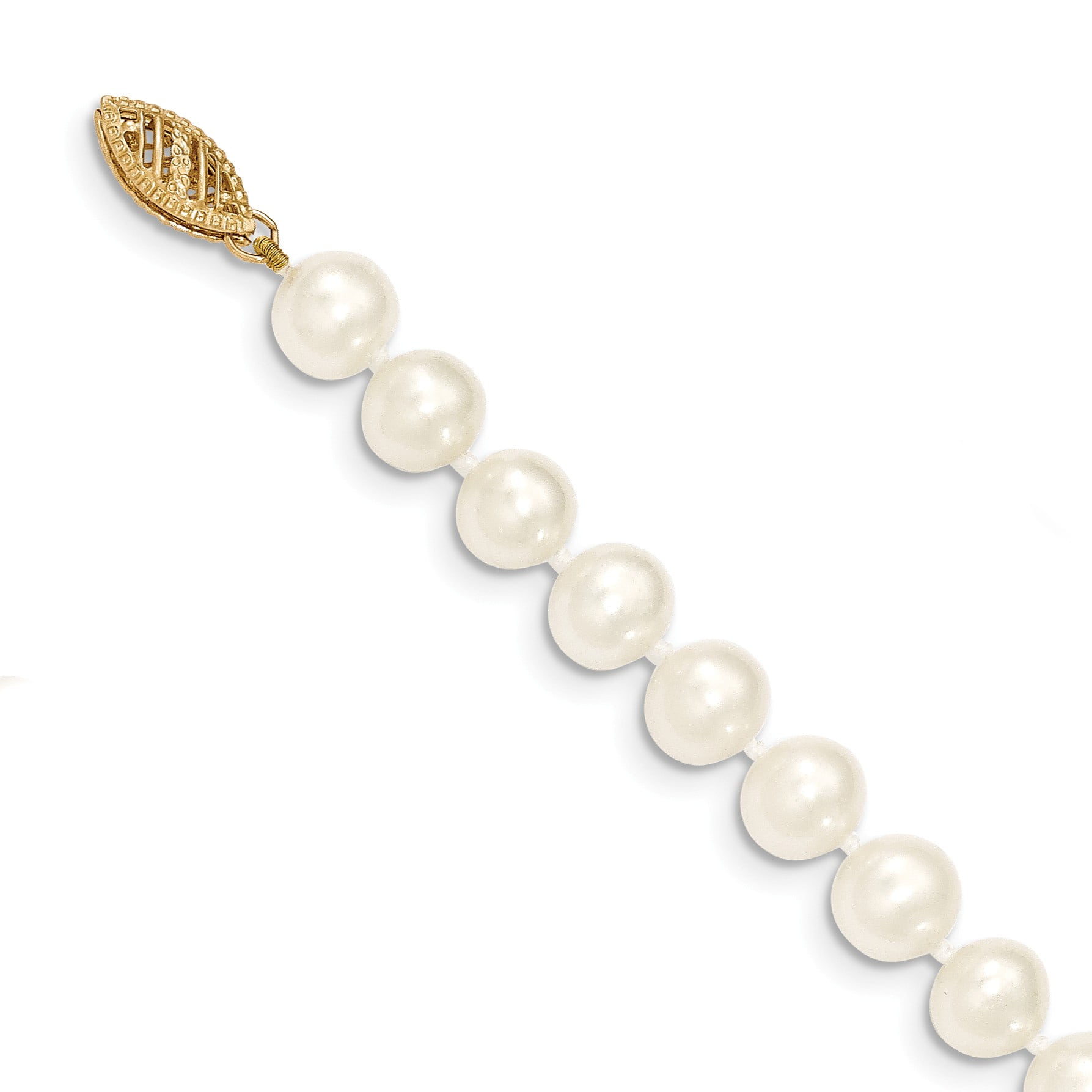 Beautiful Yellow gold 14K 14k 7-8mm White Near Round Freshwater Cultured Pearl Necklace Beautiful Yellow gold 14K 14k 7-8mm White Near Round Freshwater Cultured Pearl Necklace