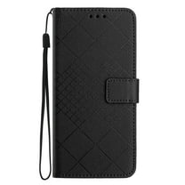 ELEHOLD Case for iPhone 16e, Leather Wallet Case Stand Cover with Wrist Strap,Black