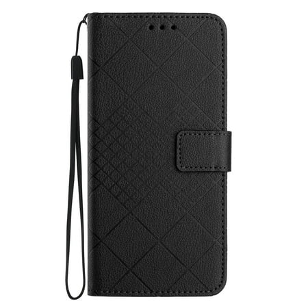 Dteck for Apple iPhone 11 Pro Max Magnetic Case, Premium PU Leather Folio Flip Wallet Case with Card Holder Cash Slot Lanyard Strap Kickstand Function Embossed Pattern Slim Shockproof Cover, black