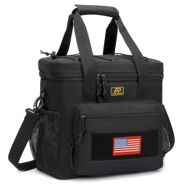Lonchera Táctica para Hombres y Mujeres, Bolsa Almuerzo Aislante Impermeable con Sistema MOLLE, Gran Capacidad, Asa Ajustable y Resistente (Negro)
