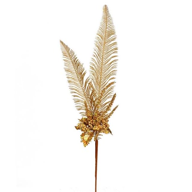 Vickerman RX192808 30 in. Gold Glitter Fern Berry Spray - 2 per Bag