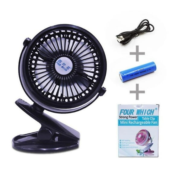 Clip On Fan Mini Desk Usb Rechargeable Portable For Baby Stroller Car Laptop Home Office Black