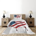 thumbnail image 3 of Ambesonne World Map Quilted Coverlet 2 Pcs, United States Flag, Twin Size, White Red Blue, 3 of 5
