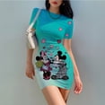 thumbnail image 2 of 2022 Disney Minnie Mickey Mouse cartoon print Dress Summer Little Sexy Round Neck short sleeve Dress High Waist Tight PartydressM Gao Jinjia LED, 2 of 2