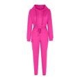 thumbnail image 4 of qolati Women's 2 Piece Outfits Lounge Long Sleeve Zipper Cropped Jacket High Waist Joggers Pants Tracksuit Workout SetsHot Pink L 8, 4 of 6