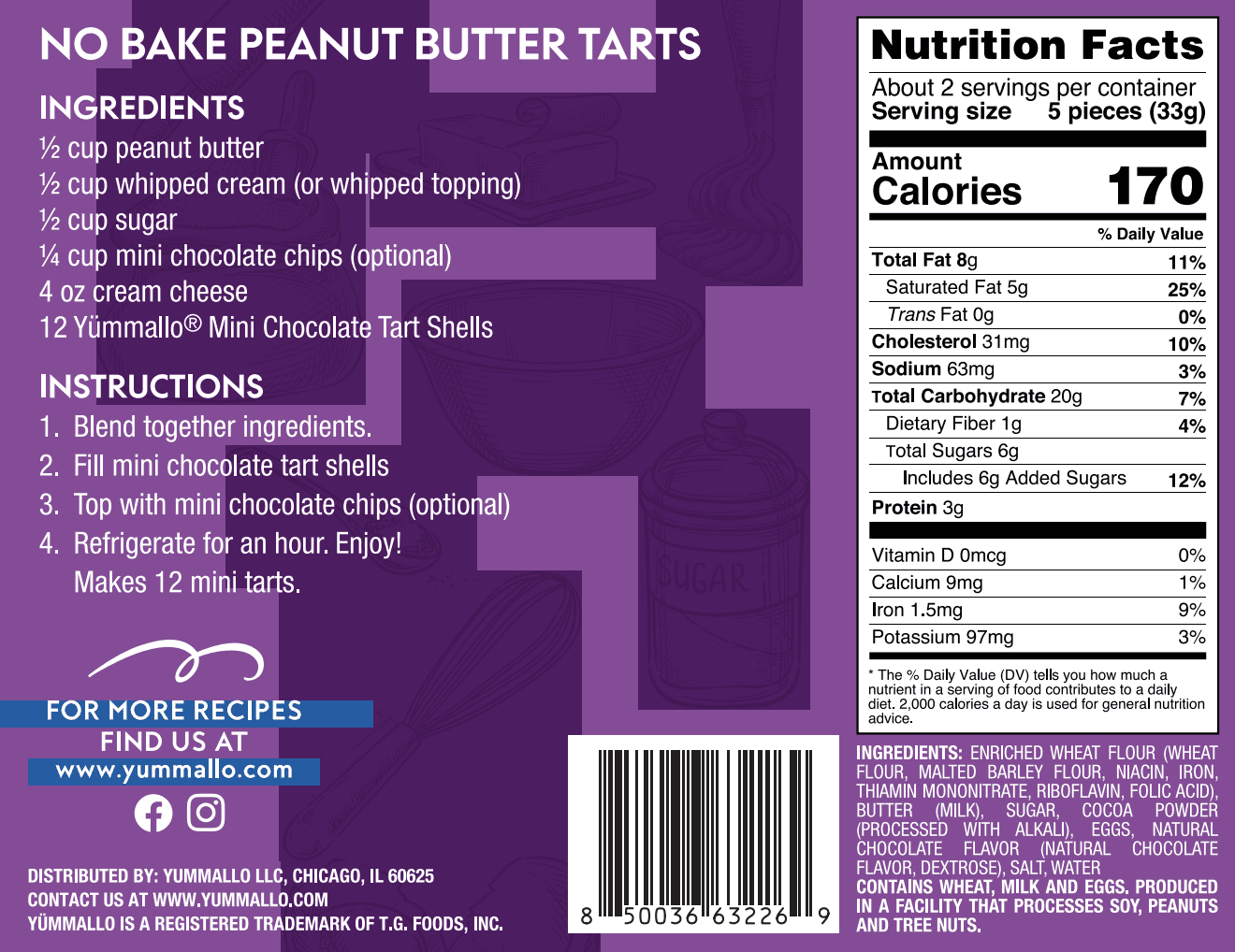 Yummallo Mini Chocolate Tart Shells, 12 Count, 2.75 oz (77g)
