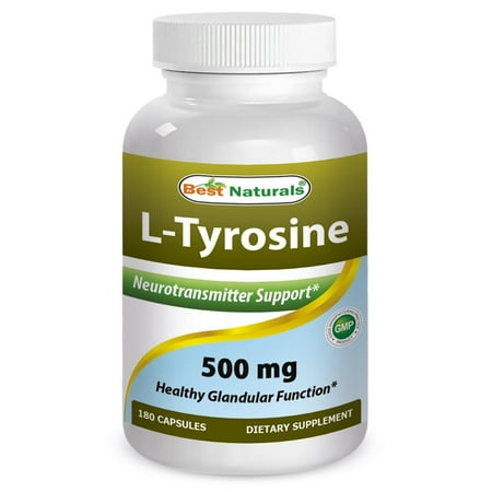 Best Naturals L-Tyrosine 500 Mg 180 Capsules - Supports Mental Alertness, Energy, Focus, Healthy Glandular Function and