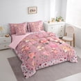 thumbnail image 3 of Feelyou Pink Rose Floral Bedding Comforter Set 7pcs, Vintage Bohemian Cherry Blossoms Queen Bedding Sets, Teens Kids Girls Women Reversible Queen Sheet Sets, Super Cozy Room Decor, 3 of 8