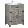 thumbnail image 2 of Ktaxon Farmhouse 24'' Bathroom Vanity Set with Sink Ceramic Top, Washed Grey (Split Two Packages for Delivery), 2 of 9