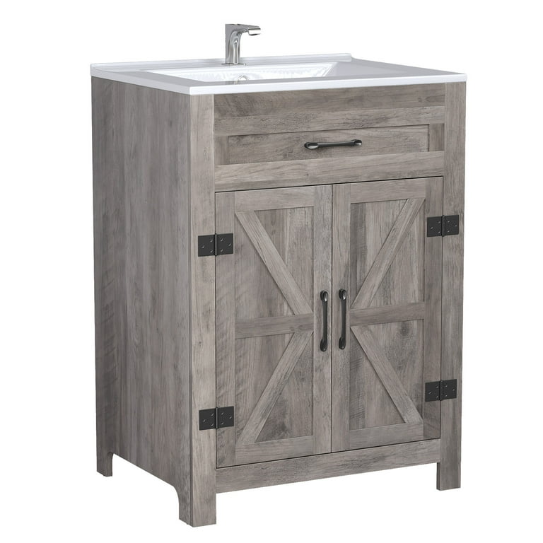 Ktaxon, Bathroom Vanity Set, 24'' with Sink Ceramic Top, Washed