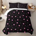 thumbnail image 2 of Manfei Cute Stars Polka Dot Bed Spread Queen,Playful Design Queen Coverlet Set,Black Pink,Pink Reversible,3 Pieces,1 Quilt and 2 Pillowcases, 2 of 7