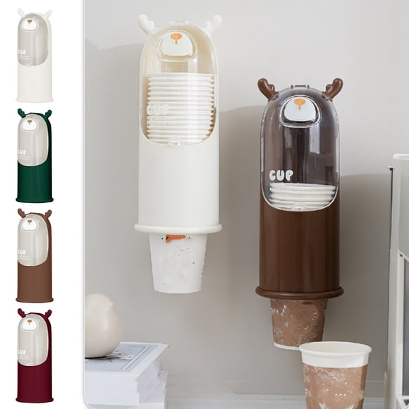 MTBLYS Deer Shaped Paper Cup Dispenser Wall Mounted Storage Rack Disposable Cup Holder 1 Pack Kitchen Bathroom Office Use