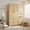 Natural, variant on Demi Bonn 4-Door Wooden Wardrobe with Full-Length Mirror, LED Motion Sensor Light & 2 Drawers, Modern Closet Storage Cabinet for Bedroom, Black