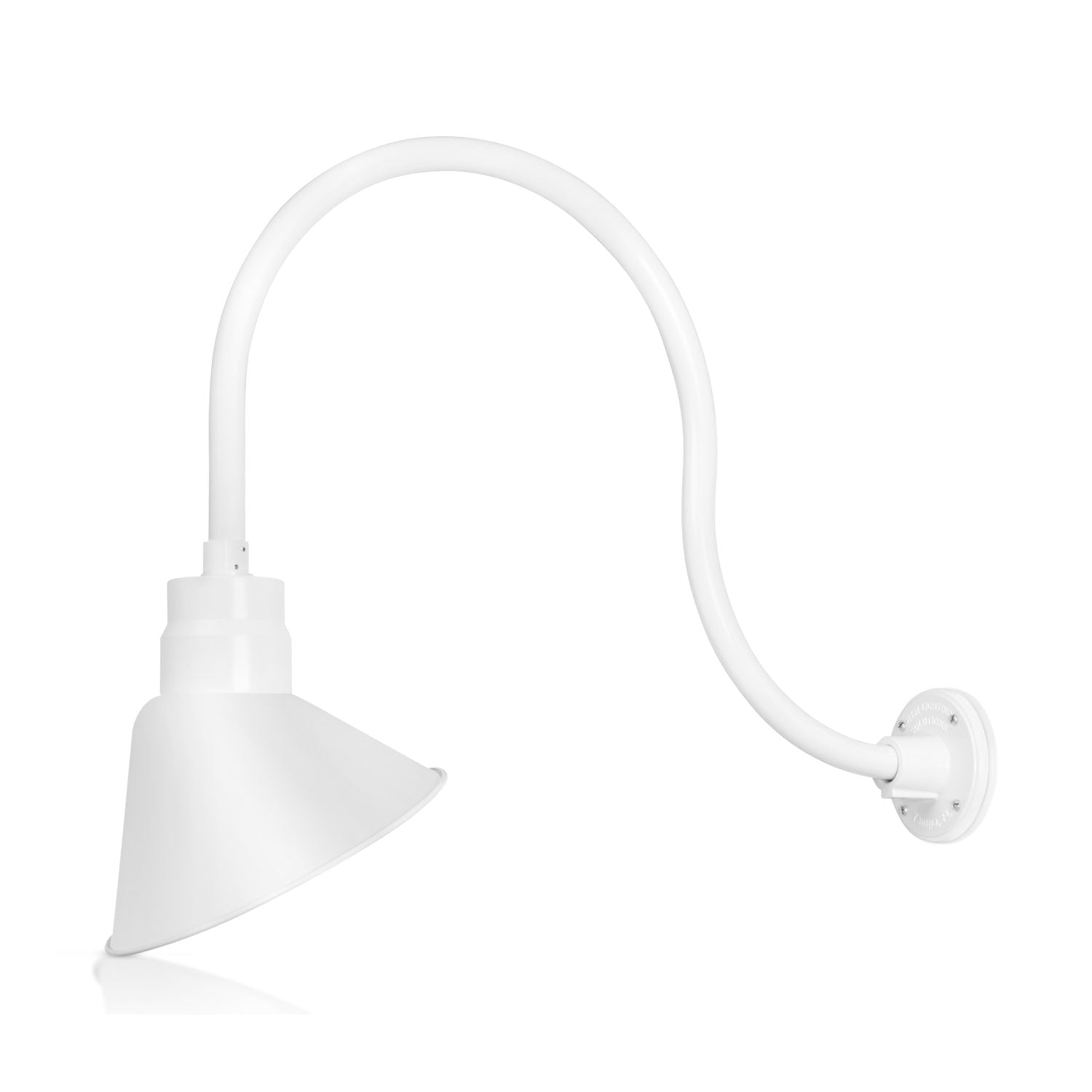 10in White Outdoor Angle Shade Gooseneck Sign Light Fixture with 24in Long  Extension Arm Wall Sconce Farmhouse, Vintage, Antique Style UL Listed  9W 900lm A19 LED Bulb (5000K Cool White)