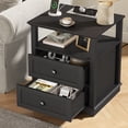 thumbnail image 5 of FAGAGA Set of 2 End Table with Charging Station for Living Room,Wooden Nightstand for Bedroom, Black, 5 of 9