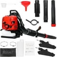 thumbnail image 2 of Floseru Gas Powered Backpack Leaf Blower – 75.6CC 2-Stroke Engine, 900 CFM & 210 MPH for Heavy Duty Commercial Lawn Care, Wet Leaf & Debris Removal, 2 of 7